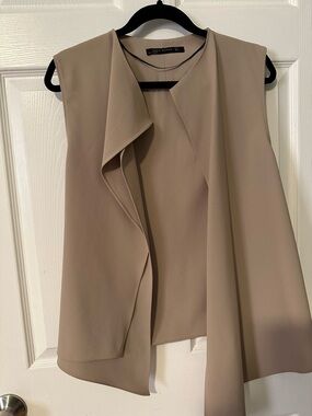 Zara Woman Sleeveless Blouse - Taupe